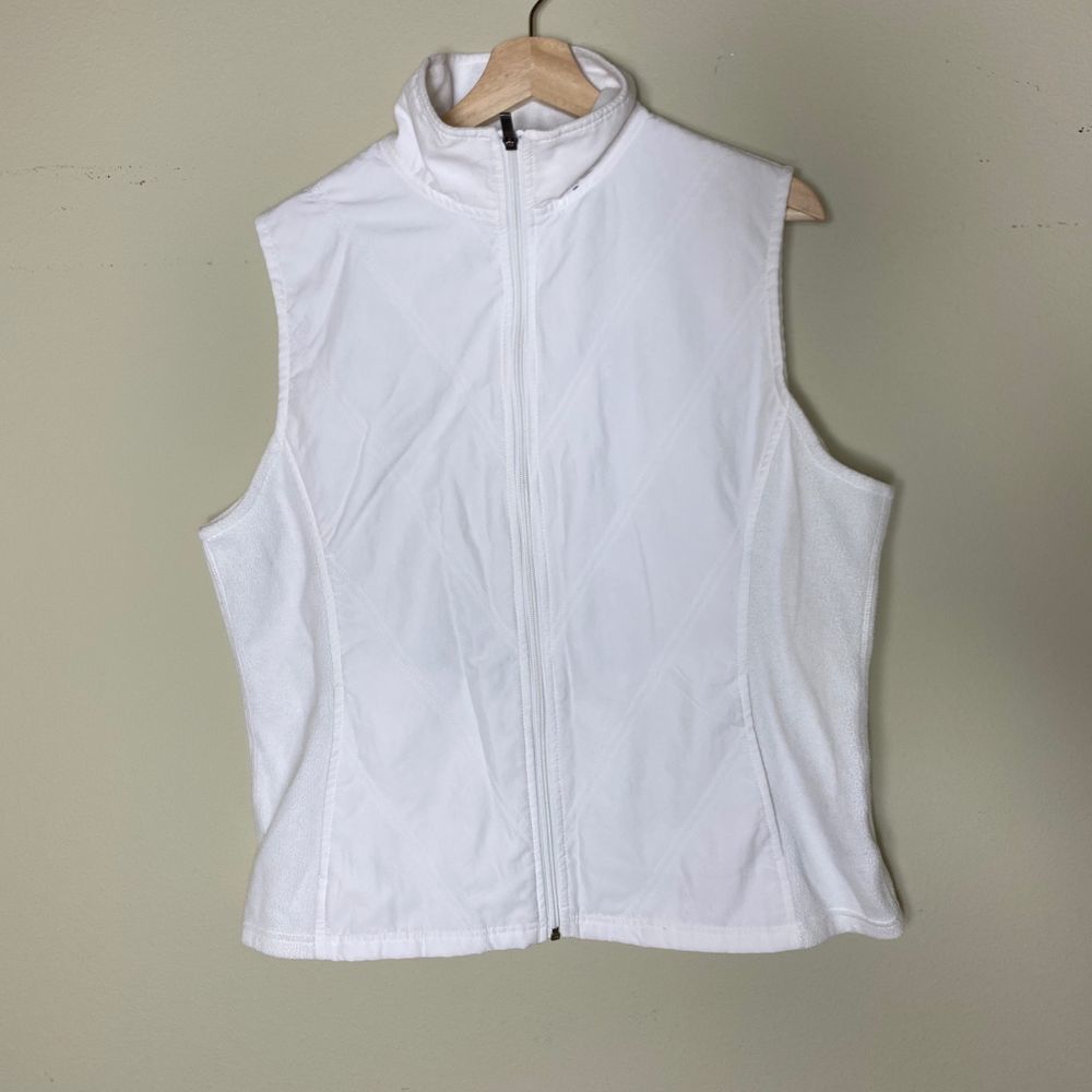 Columbia White Quilted Fleece Full Zip Vest